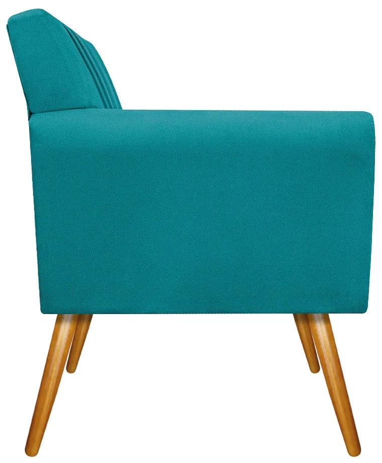 kit 02 Poltronas Laura Palito Mel Suede Azul Turquesa - ADJ Decor