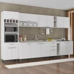 Armário de Cozinha CP07 Com Pia 180cm Pérola Z34 Branco - Mpozenat