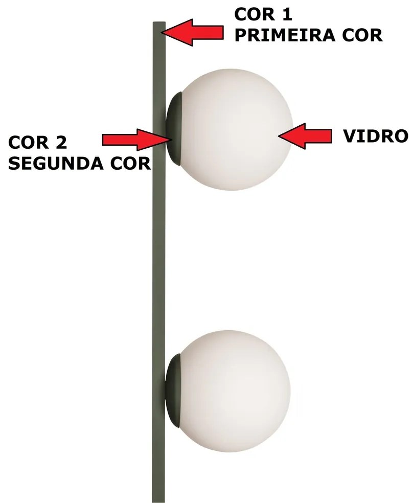 Luminaria De Chão Dama Ø24,5X160Cm 2Xg9 / Globo Ø12Cm / Coluna | Usina... (GF-M Grafite Metálico, FOSCO)