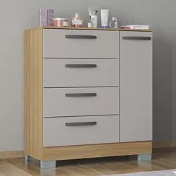 Cômoda Sapateira para Quarto 1 Porta 4 Gavetas Quad Plus P11 Damasco/O
