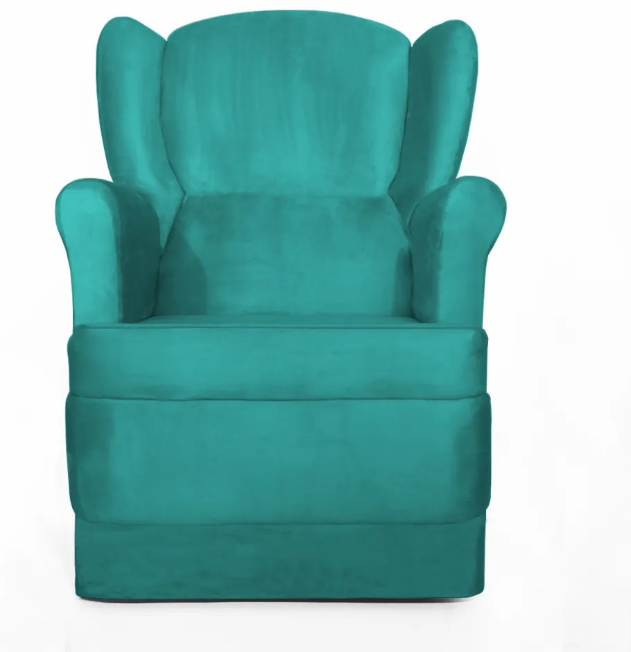 Poltrona Ana de Amamentação com Balanço Suede Azul Tiffany