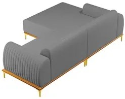 Sofá 255cm 4 Lugares com Chaise Esquerdo Pés Gold Molino C-416 Linho C
