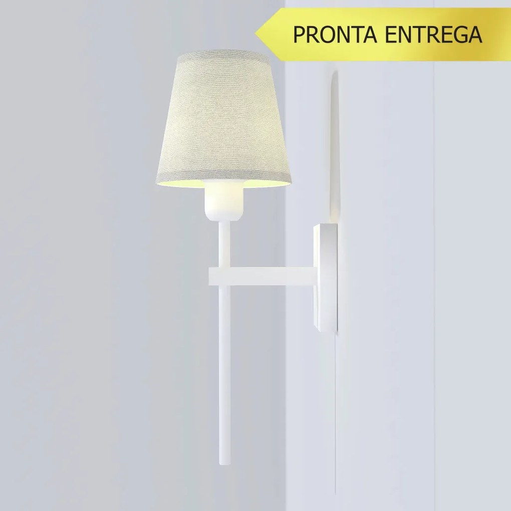 Arandela Tocha Longa Cúpula Tecido 01Xe27 Mini Bulbo G45 - Qimporta Ar... (CHAMPANHE)