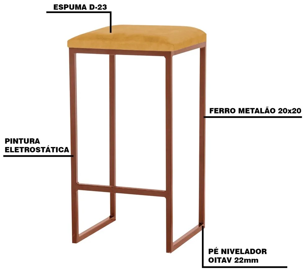 Banqueta Decorativa Billie Base Bronze Suede Mostarda G41 - Gran Belo