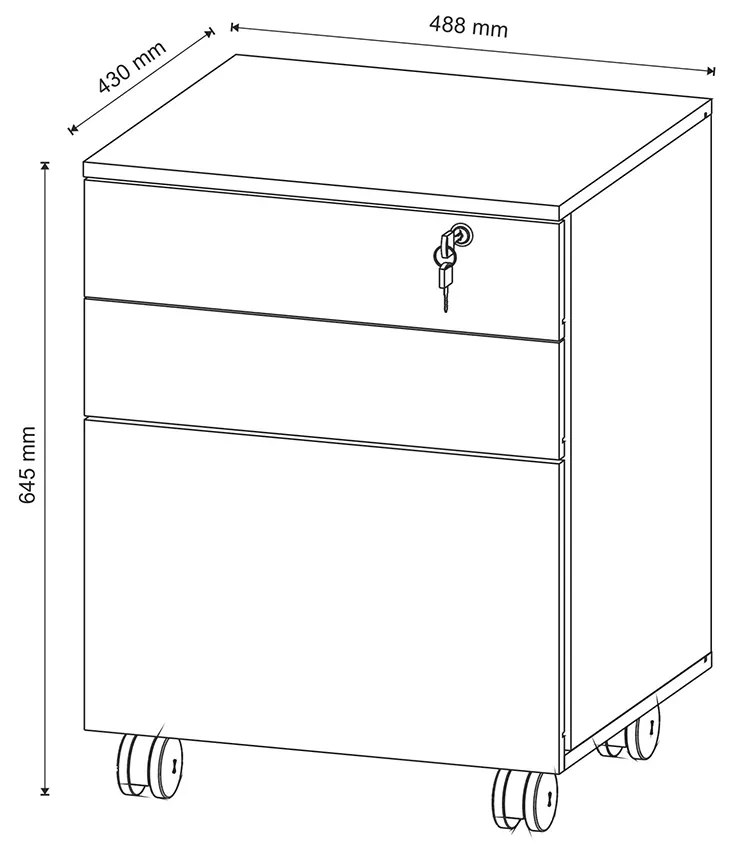 Gaveteiro com Chave para Escritório Home Office ME4148 MDP Nogal G69 - Gran Belo