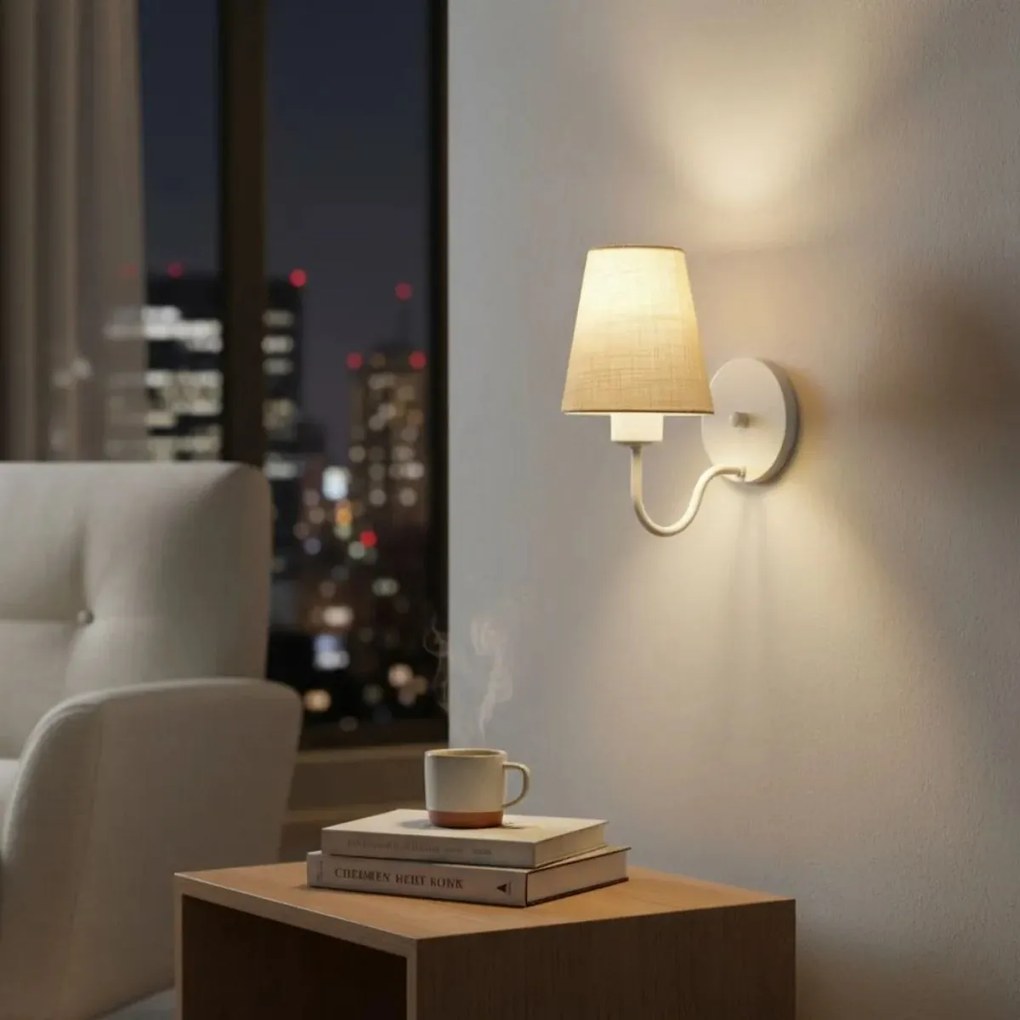 Arandela de Parede Vivare AR-2035BRLP Cúpula em Tecido Palha