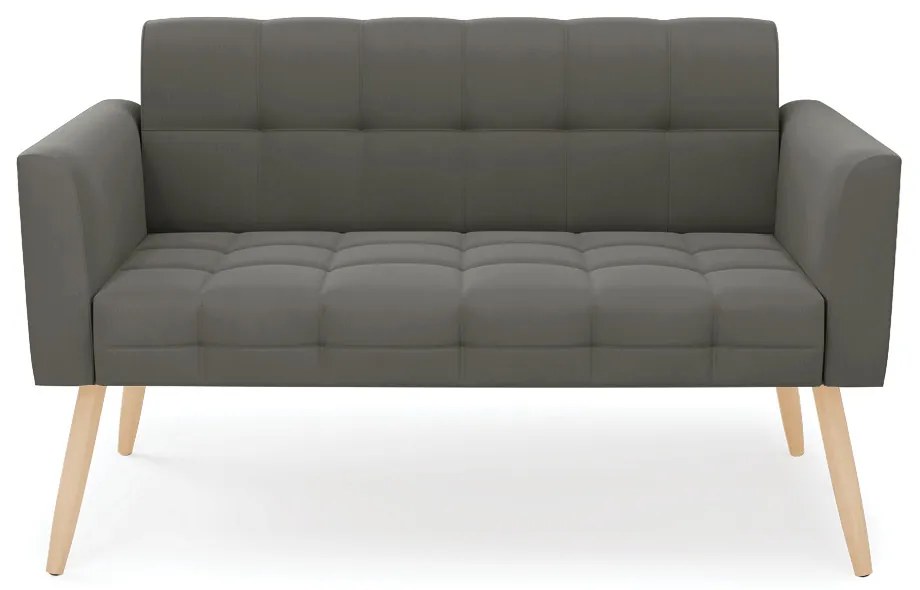 Sofá Namoradeira Elisa Suede Grafite Pés Palito Natural - D'Rossi