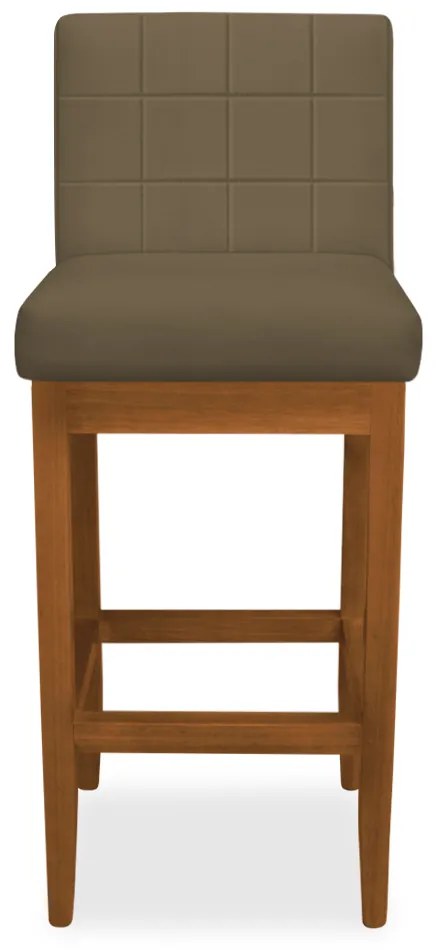 Banqueta Alta Sueli Base Madeira Maciça Estofada Suede Marrom