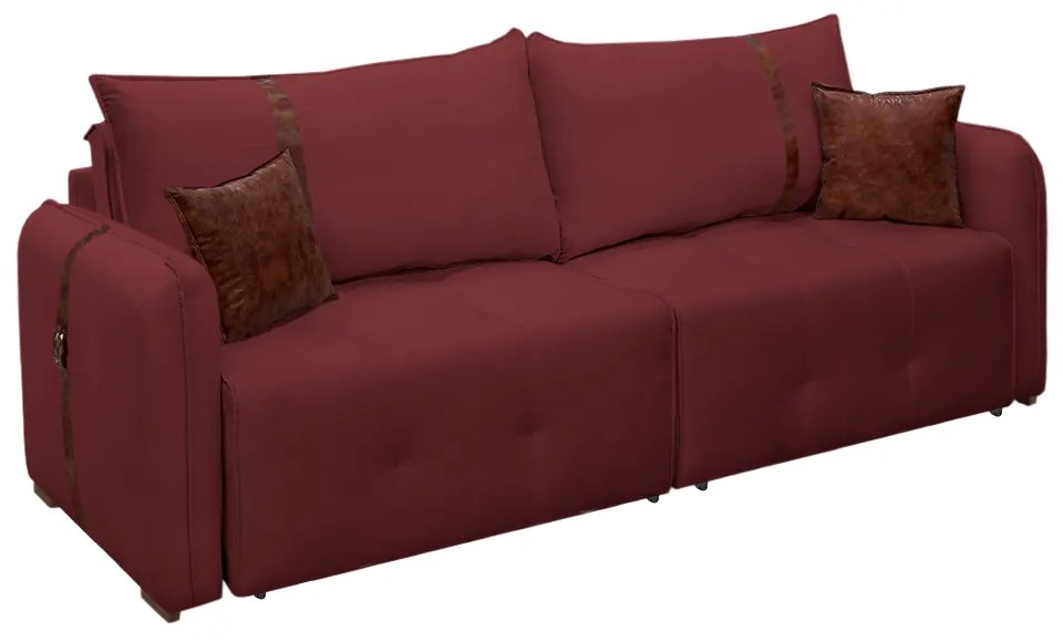 Sofá-Cama 2,30 m Retrátil e Reclinável 2 Lugares Elegance - Veludo Bordô