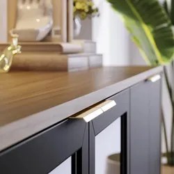 Balcão Aparador Buffet Vicky Com Espelho Adnet 67cm C05 Noce Milano/Pr