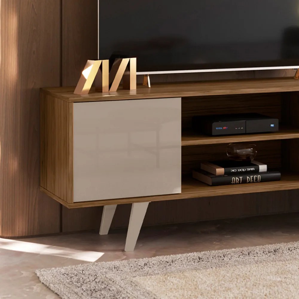 Rack TV 50 Pol 136cm Bancada para Sala Korelli M20 - D'Rossi - Fendi e Naturale