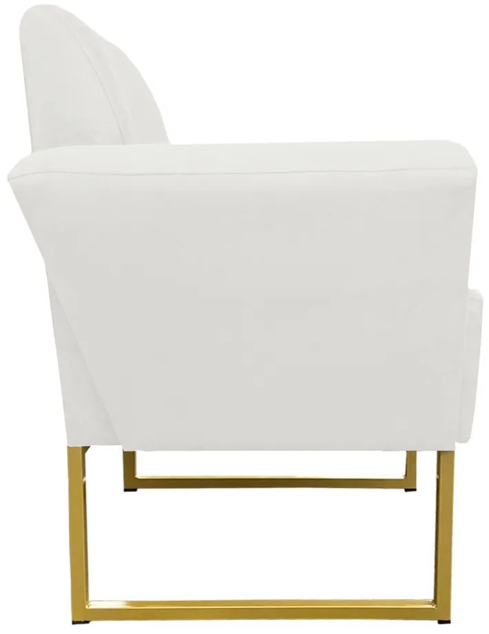 Poltrona Dora Suede Base Metálica Dourado D'Rossi - Branco
