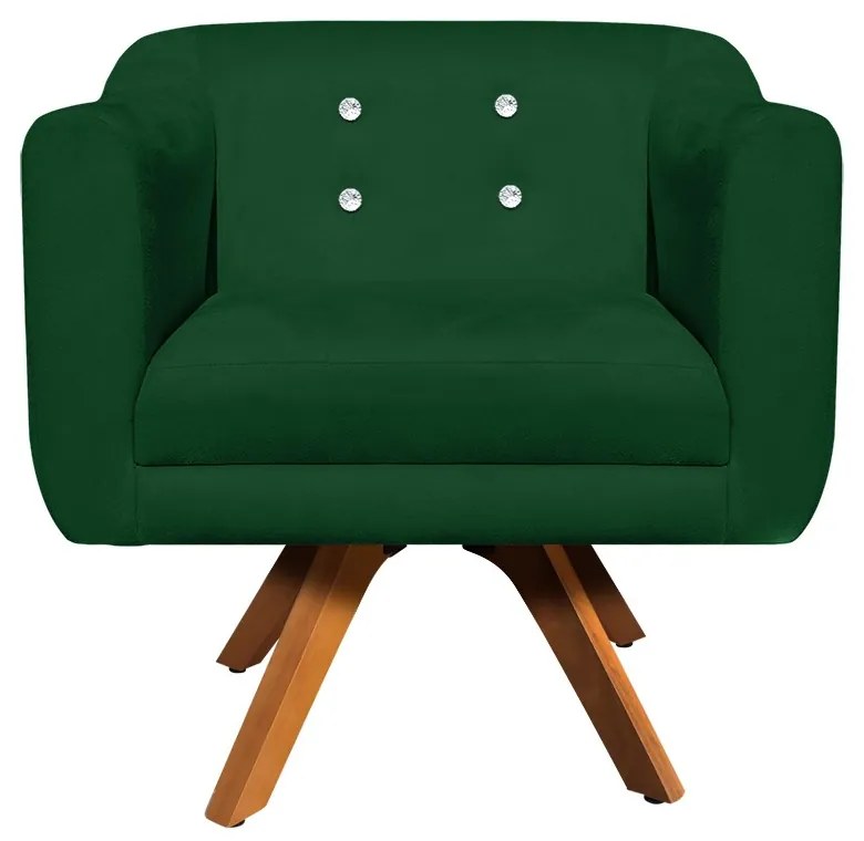 Kit 01 Namoradeira 02 Lugares e 02 Poltronas Giratória Julia Suede Verde com Strass Base Madeira MM30 D'Rossi