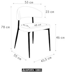 Cadeira de Jantar Estofada Fixa Chloe M25 Sintético Marrom - Mpozenato