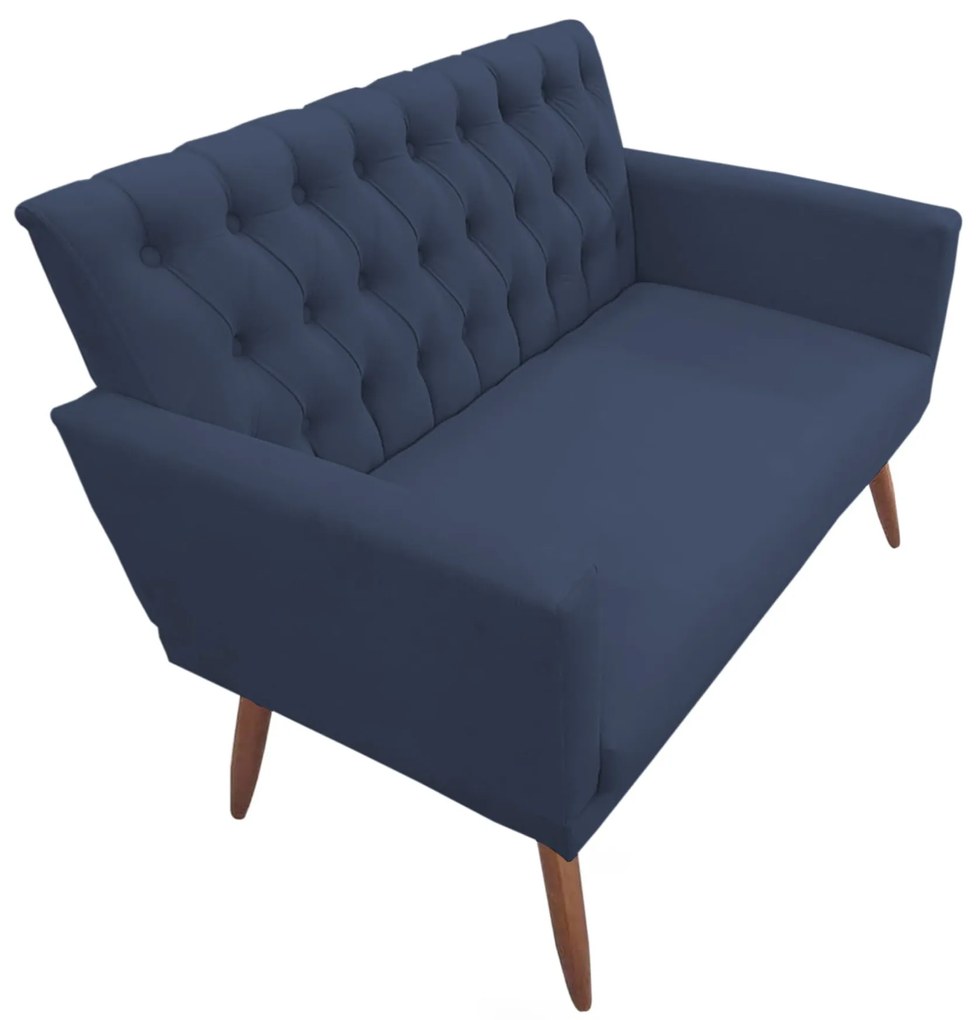 Kit 2 Poltronas 1 Namoradeira Clara Capitonê Pés Palito Suede Azul - Sheep Estofados