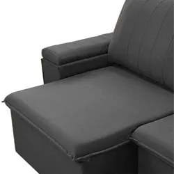 Sofá Retrátil Reclinável 3 Lugares 225cm Baluart F05 Veludo Grafite -