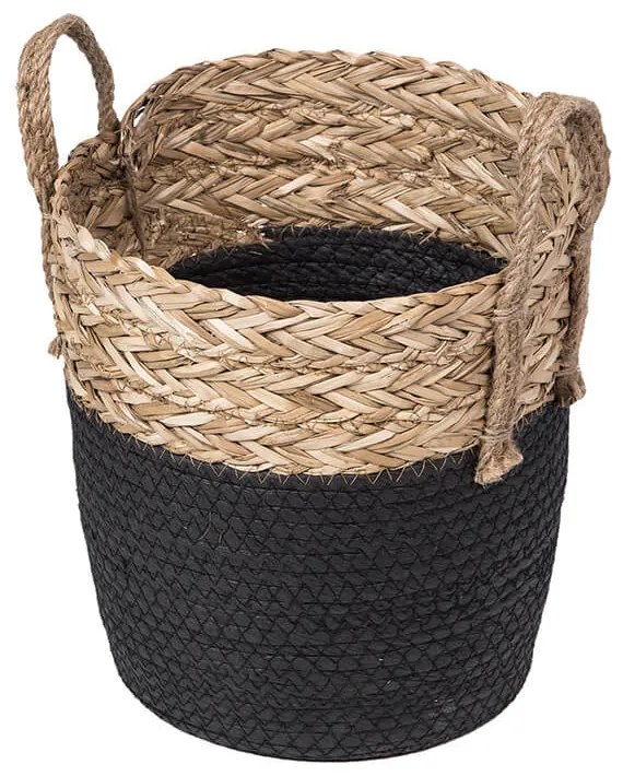 Cesto Oca Ratan com Preto - 34cm