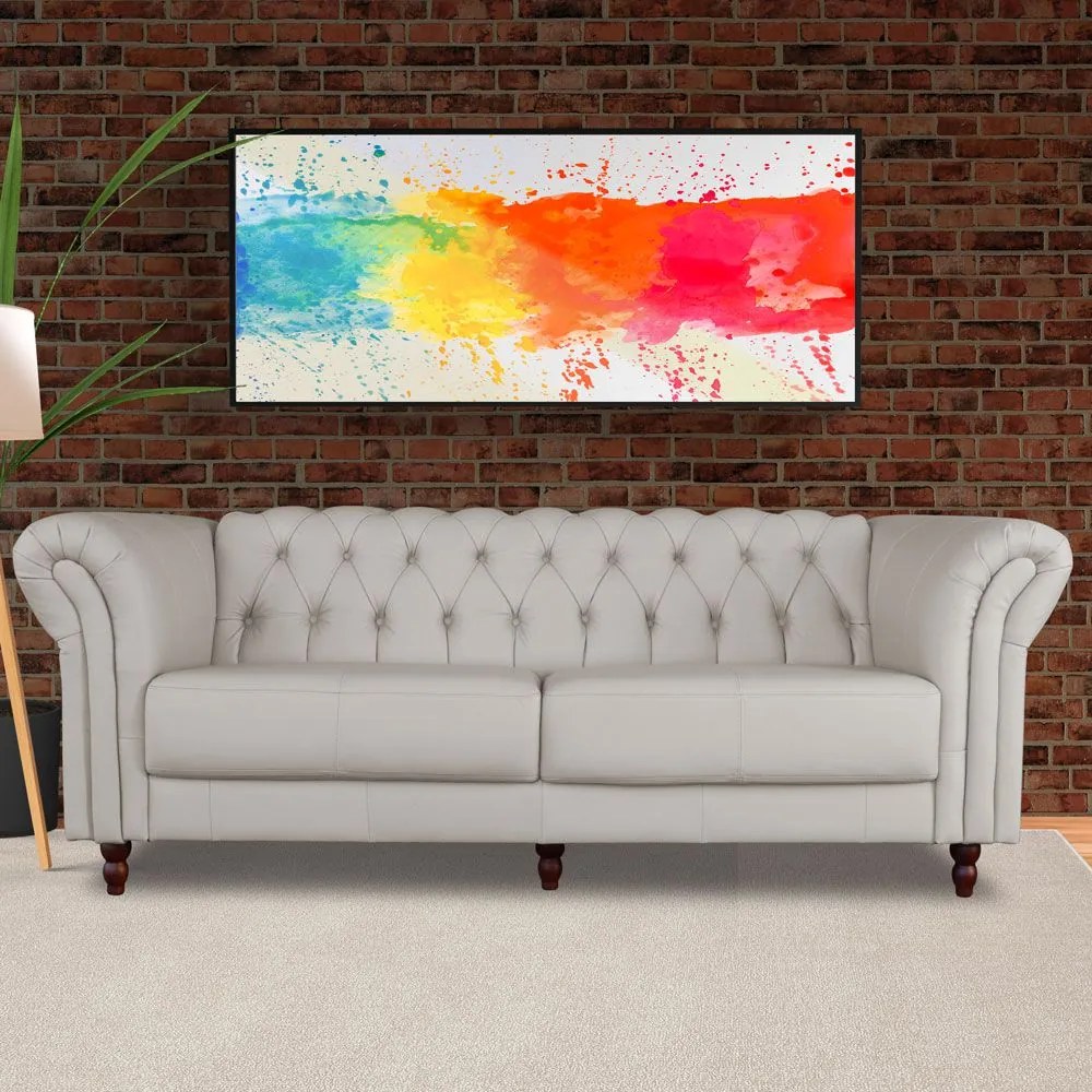 Sofá 2 Lugares Maggiore 180cm Couro Off White G58 - Gran Belo