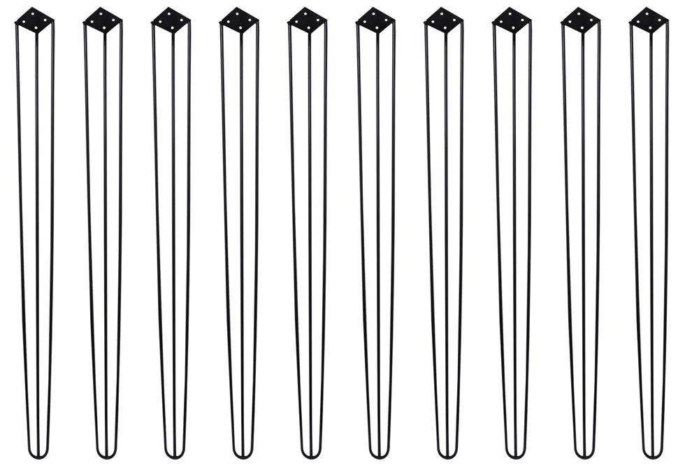 Kit 10 Pés de Metal 90 CM Hairpin Legs Aparador e Mesa de Canto Preto G41