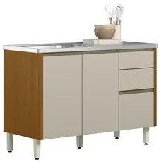 Armário de Cozinha 6 Peças Com Pia Inox Da Vinci CP1 L06 Nature/Off Wh