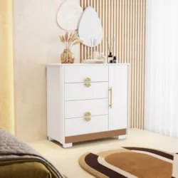 Cômoda Para Quarto 93cm Com 1 Porta Nara Flex Branco V02 - Mpozenato