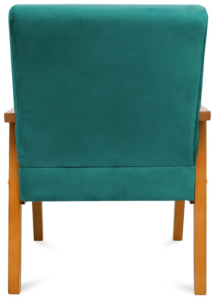 Kit 2 Poltronas Decorativas Alexa Braça de Madeira Suede Turquesa - Sheep Estofados