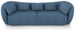 Sofá 2 Lugares 212cm Orgânico Pé Madeira Yume Linho Azul Z55 - Mpozena