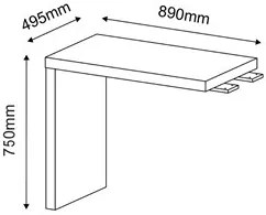 Mesa de Apoio Lateral 89cm Tamburato Preto - Artany