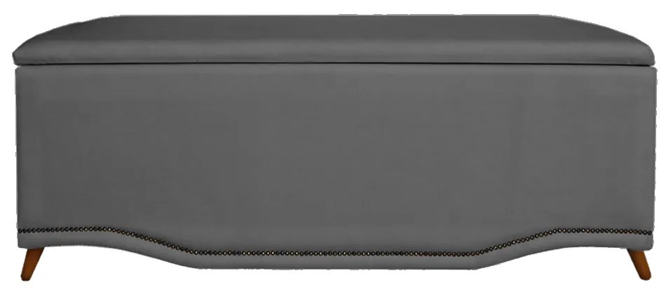Calçadeira Baú Casal 140cm Greta Pés Palito Suede Cinza - Sheep Estofados