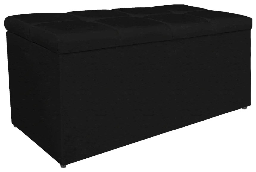 Calçadeira Estofada Manchester 90 cm Solteiro Corano Preto - ADJ Decor