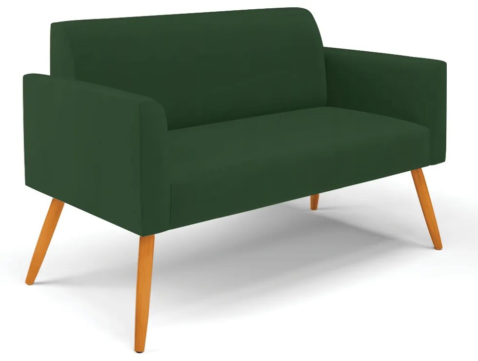 Sofá Namoradeira com 2 Poltronas Pés Palito Castanho Marisa Veludo D03 - D'Rossi - Verde