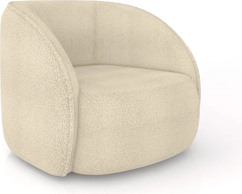 Poltrona Decorativa Sala de Estar Clarke Bouclê Bege G45 - Gran Belo