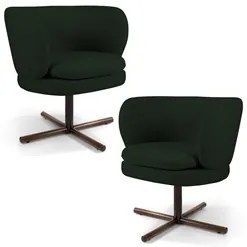 Kit 2 Poltronas Decorativas Melissa Base Xis Giratória Veludo C-303 Ve
