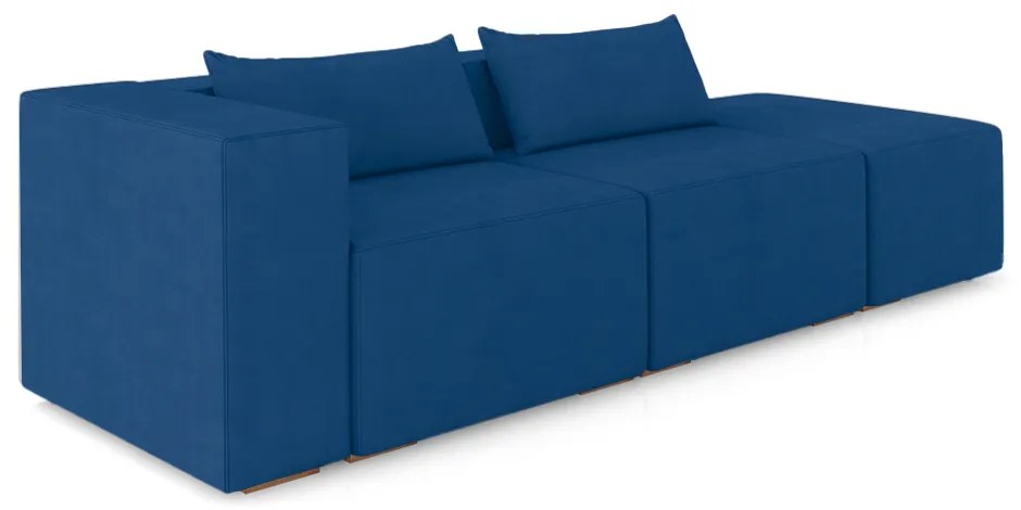Sofá Versátil Sala de Estar Atlanta 378cm Modulado Veludo Azul G52 - Gran Belo