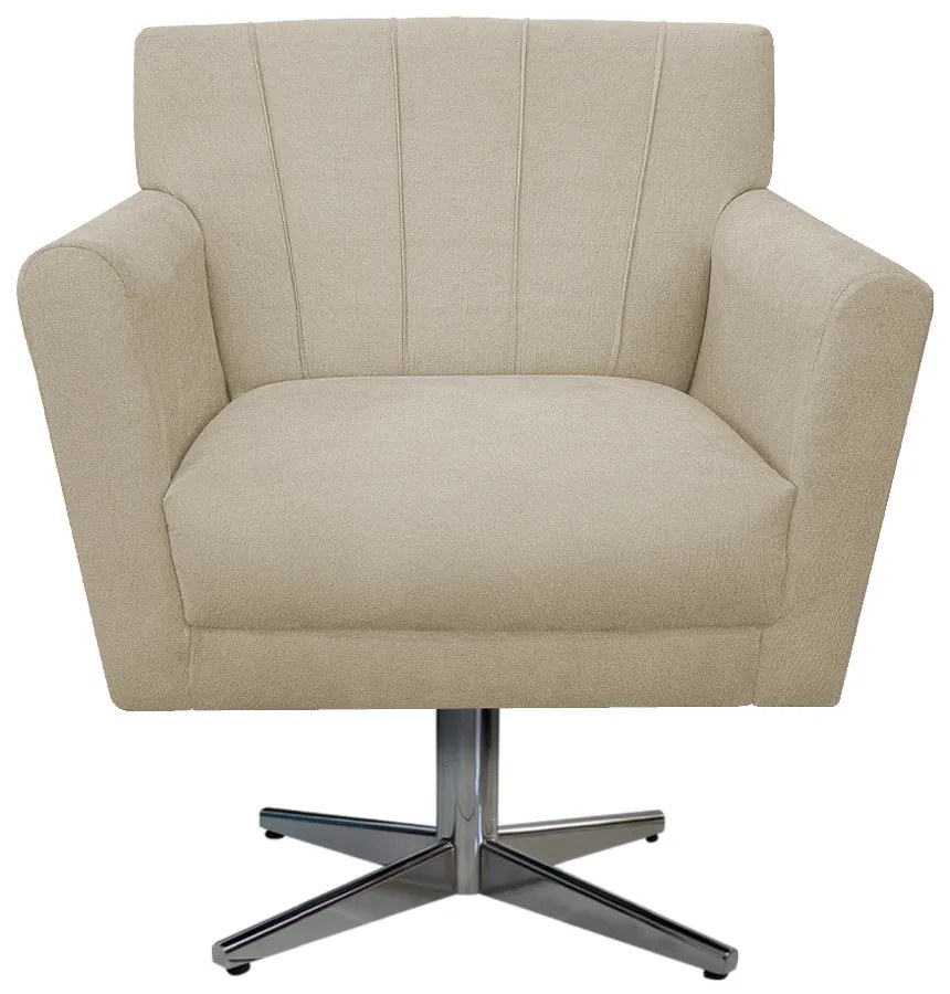 Poltrona Laura Base Giratória de Metal Suede Bege - ADJ Decor