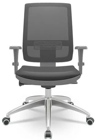 Cadeira Brizza Diretor Grafite Tela Preta com Assento Vinil Preto Base Autocompensador Aluminio - 65783 Sun House