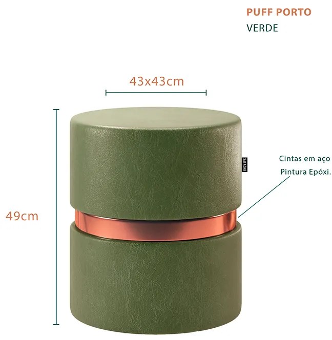 Puff Decorativo Redondo Porto Corano Verde - Sheep Estofados - Verde