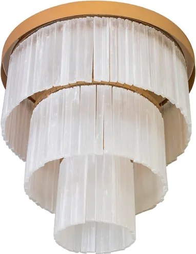 Plafon De Sobrepor Cristal E Aluminio Dourado Felsen