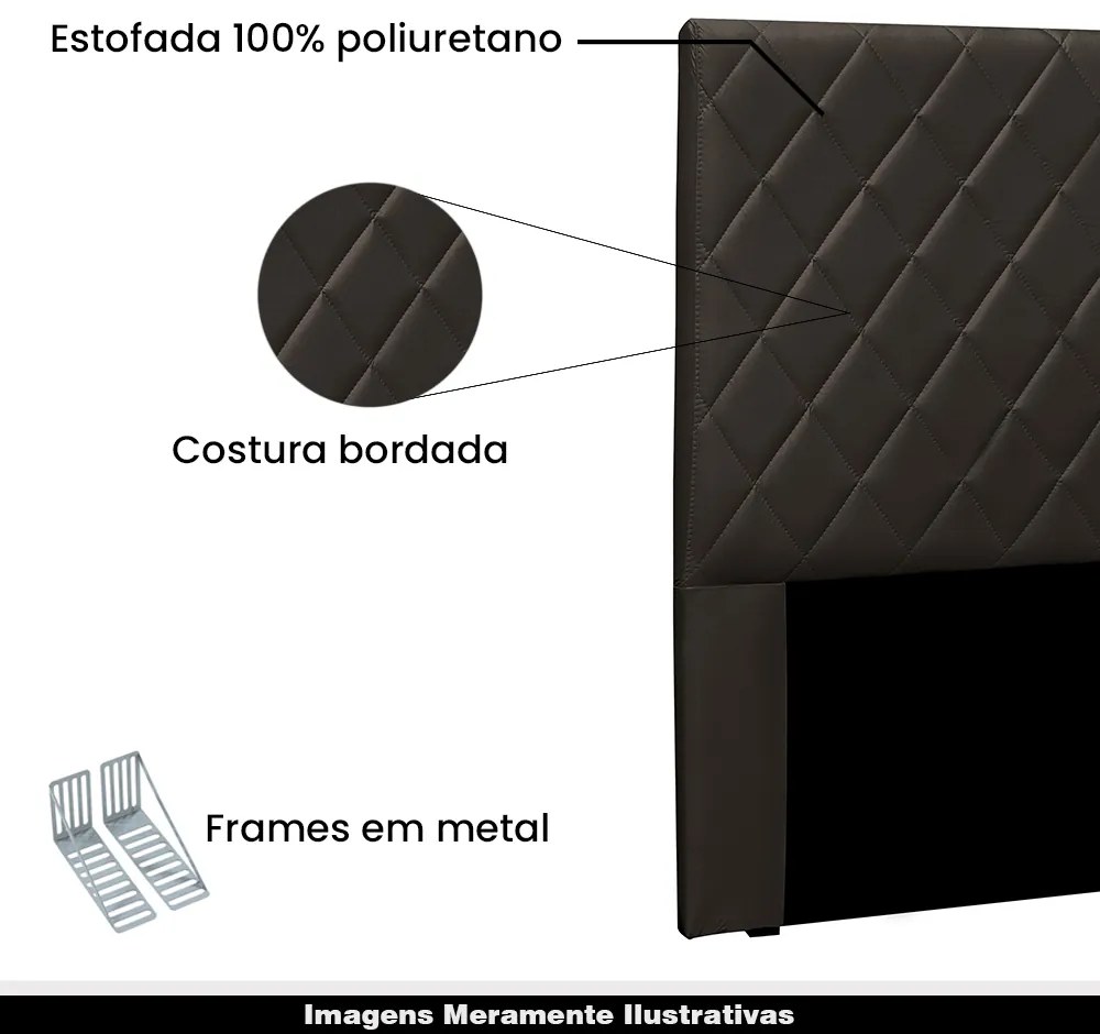Cabeceira Decorativa Queen Size 1,60M Baelon Pu Marrom G63 - Gran Belo