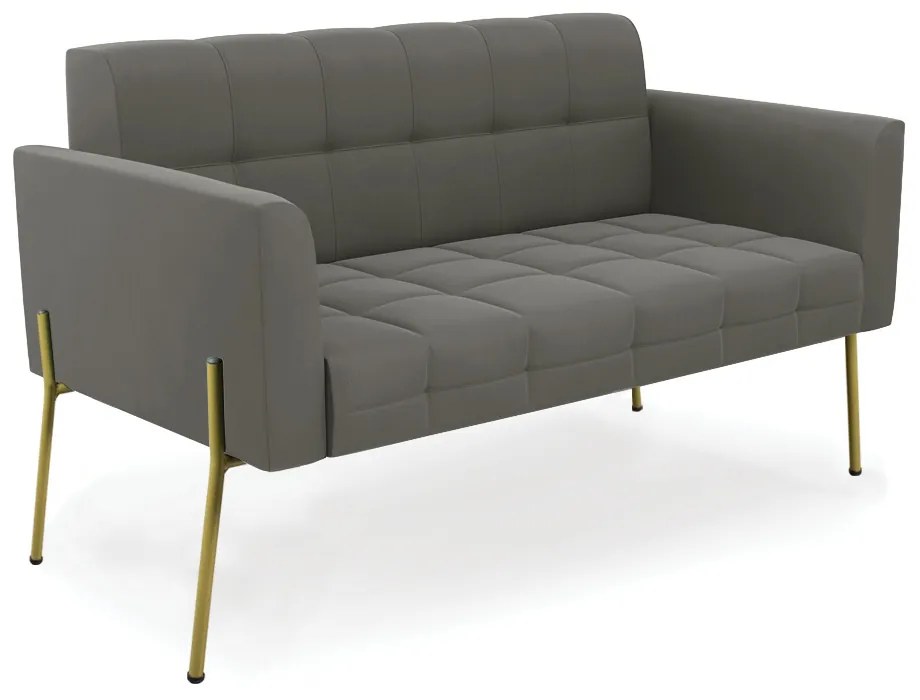 Sofá Namoradeira e 2 Poltronas Pé de Ferro Dourado Elisa Suede D03 - D'Rossi - Grafite