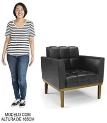 Sofá Namoradeira e 2 Poltronas Base Madeira Castanho Ana Sintético PU