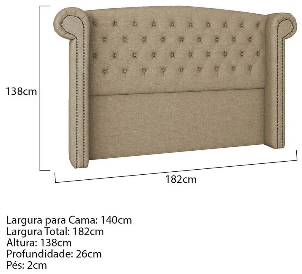 Cabeceira Casal  Lyon P04 140 cm Suede - ADJ Decor