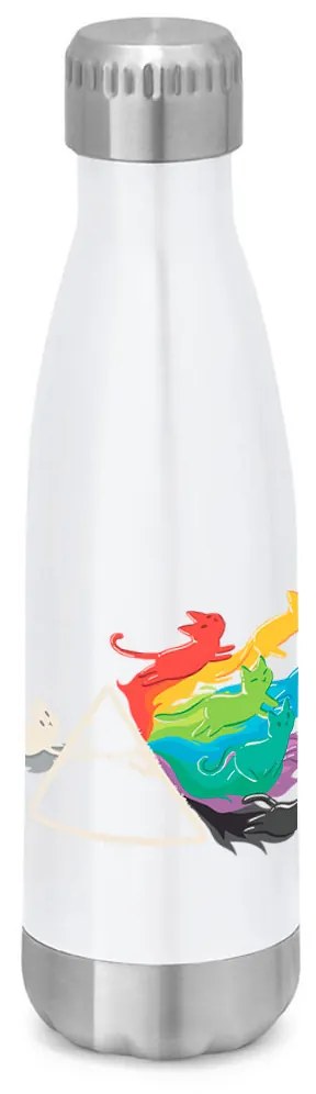 Garrafa Térmica Inox 510 ml Squeeze Gato Prisma Cat - Branco