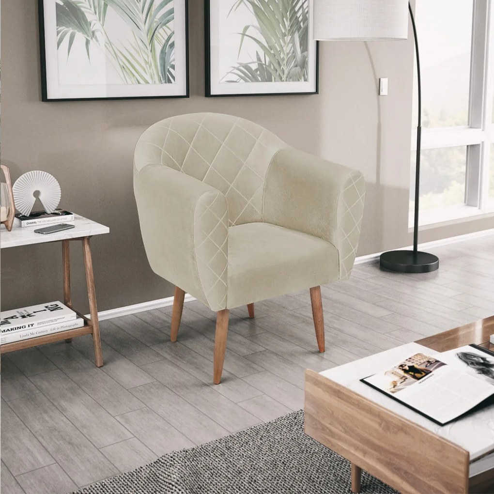 Kit 02 Poltronas Grazi Pés Palito Linho - ADJ Decor