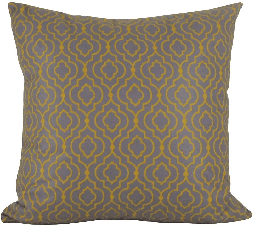 Capa almofada LYON Veludo estampado Geométrico Chumbo e Mostarda 43x43cm
