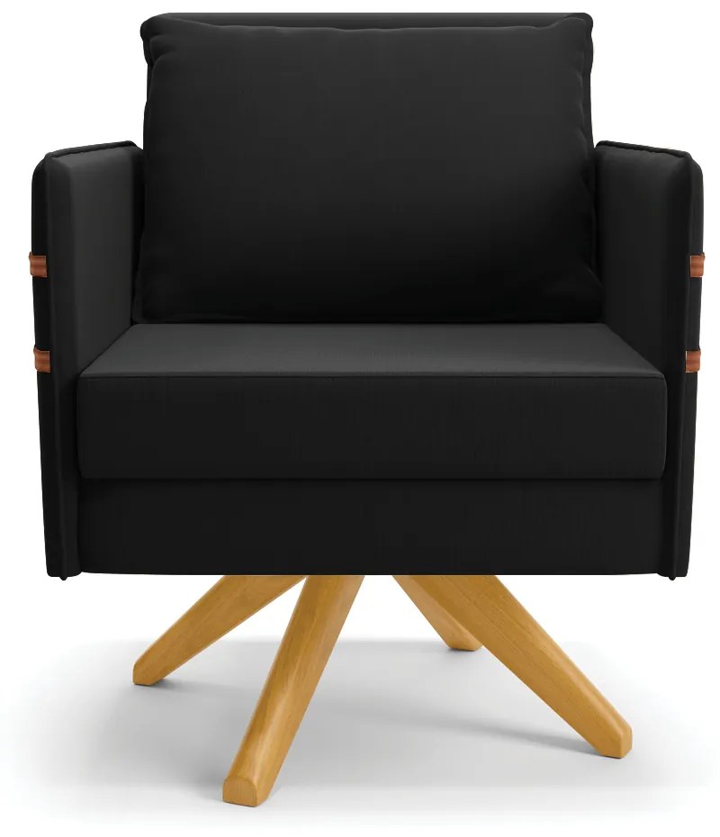 Kit 01 Namoradeira 02 Lugares e 02 Poltronas Mari Suede Base de Madeira MA30 - D'Rossi - Preto