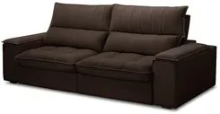 Sofá Retrátil 3 Lugares com Porta Copo 250cm Andes F05 Veludo Marrom E