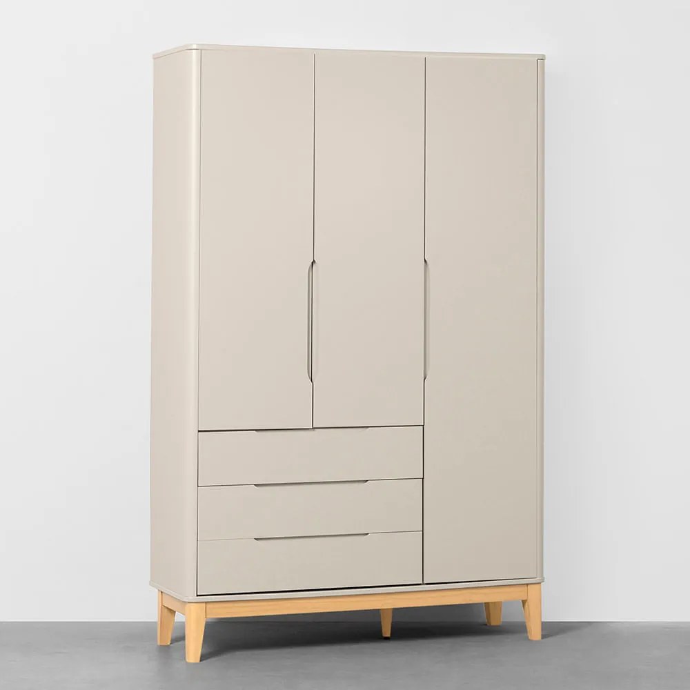Guarda-Roupa Boom 3 Portas e 3 Gavetas com Pés Square Natural -  Areia Fosco