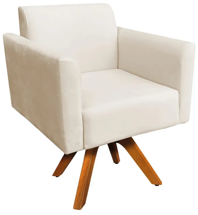 Poltrona Giratória Marisa Suede Base Madeira MM30 D03 - D'Rossi - Bege