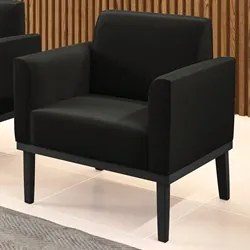 Poltrona Decorativa Base Madeira Preto Maressa Suede Preto - Ibiza
